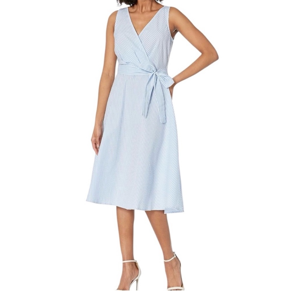 Tommy Hillfiger wrap a line seersucker dress